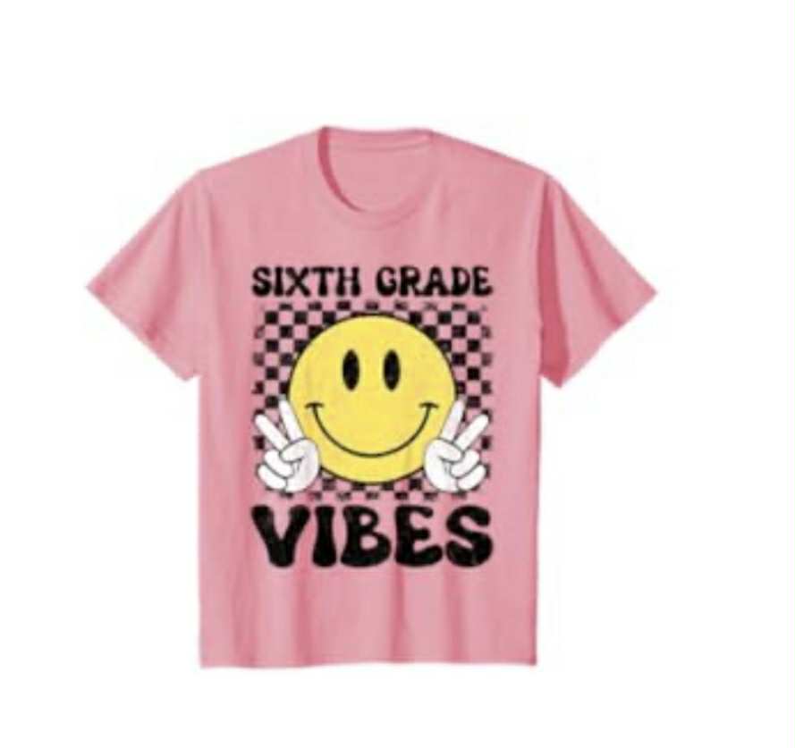 Girls 6th Grade Vibes Smile Face Back to School Sixth grade T-Shirt