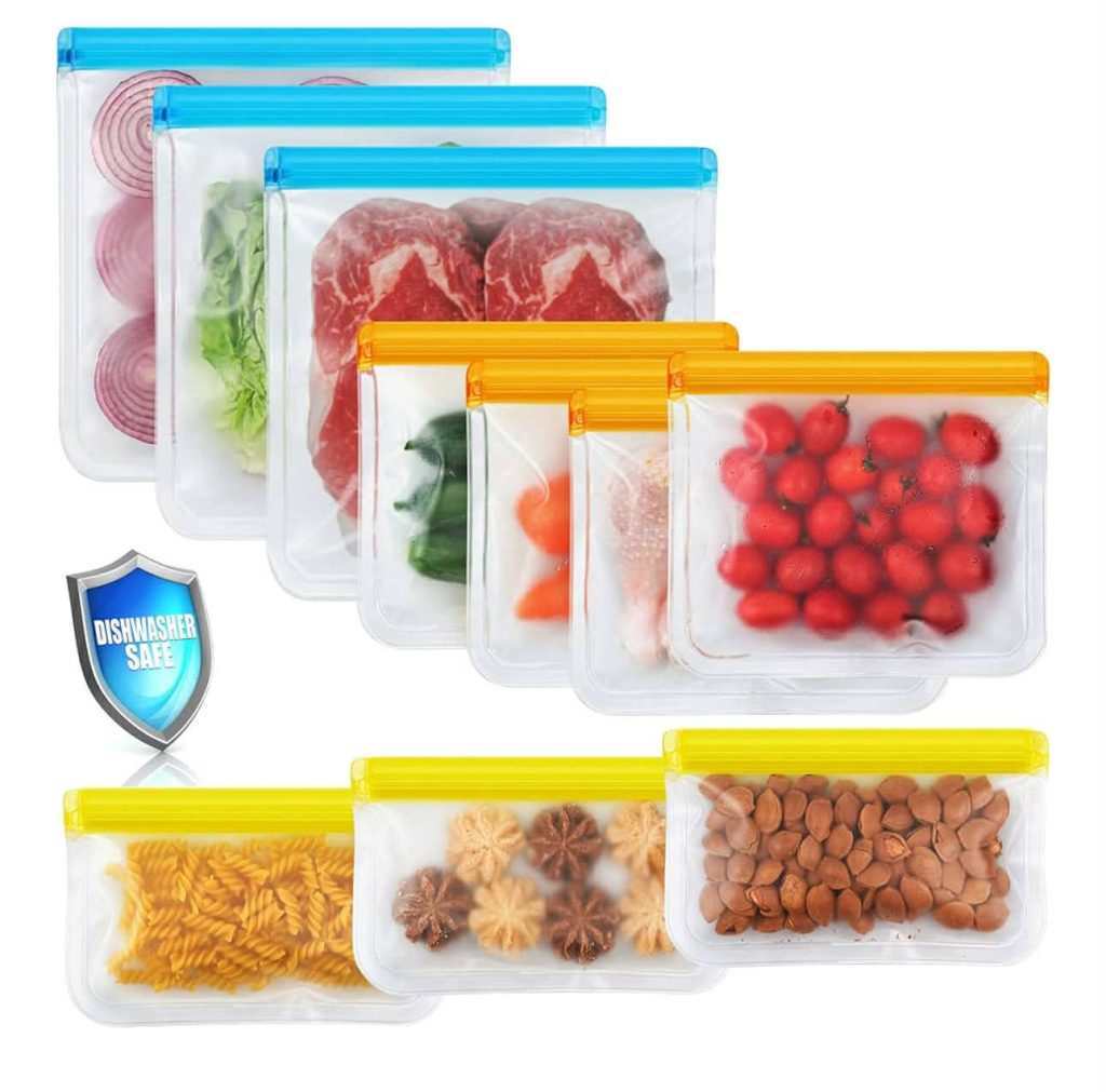 Dishwasher Safe Reusable Bags, Leakproof Reusable Freezer Bags, BPA Free Food Storage Bags